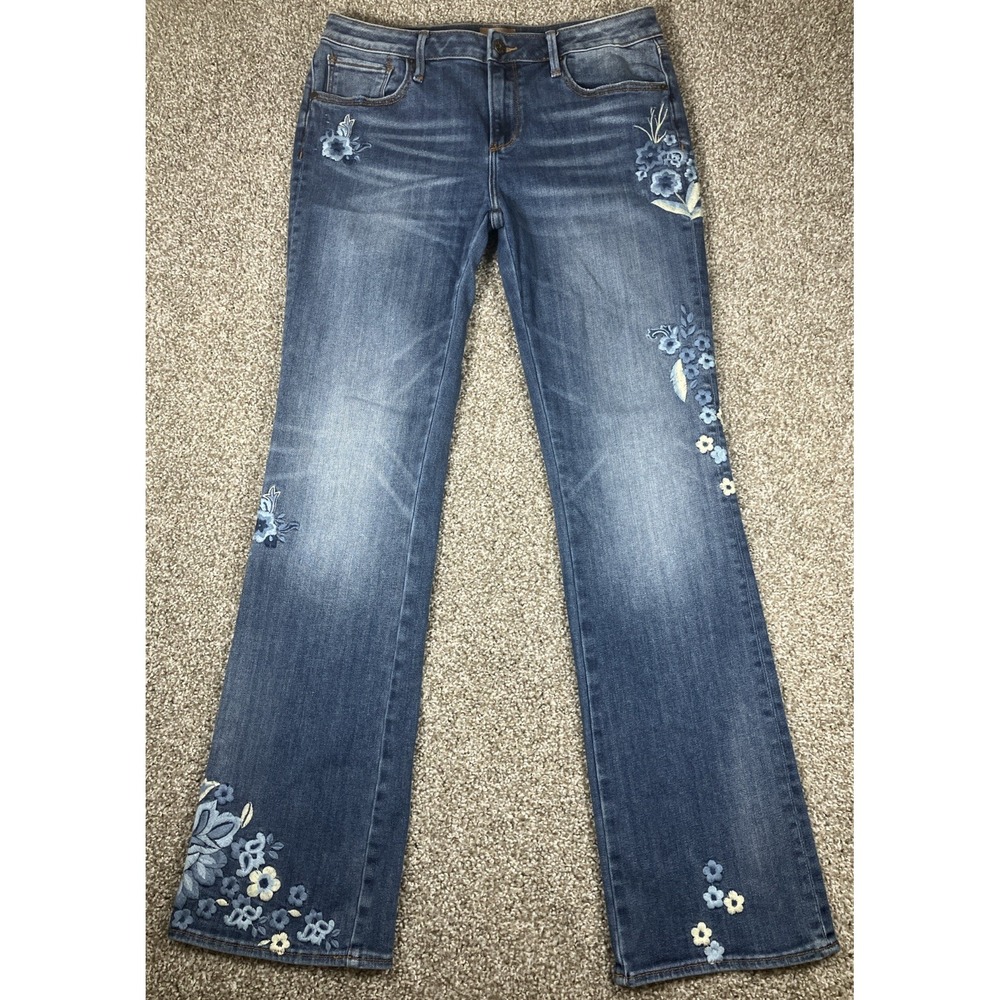 Driftwood Kelly Bootcut Embroidered Floral Jeans Blue Stretch Women's Size 32x32